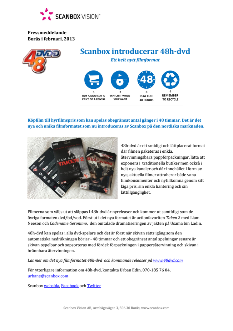 Scanbox introducerar 48h-dvd - ett helt nytt filmformat