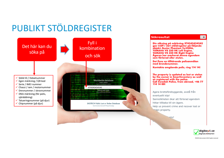 Stöldsök i nytt PUBLIKT  internationellt stöldregister