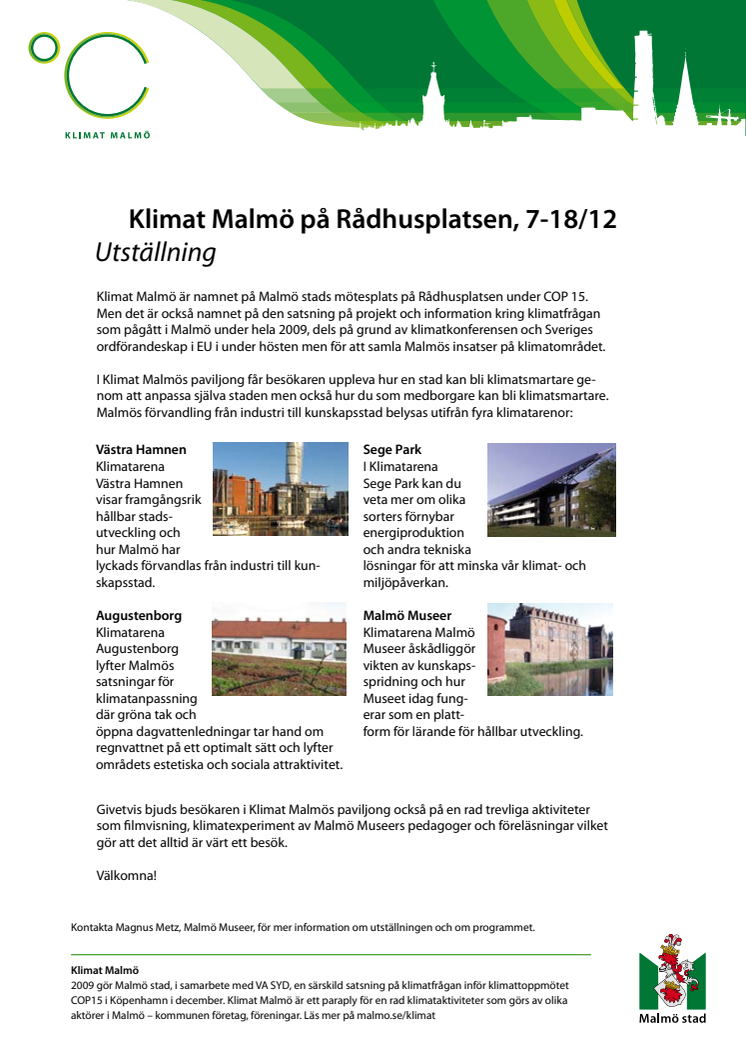 Malmö stads utställning på Rådhusplatsen i Köpenhamn under COP15