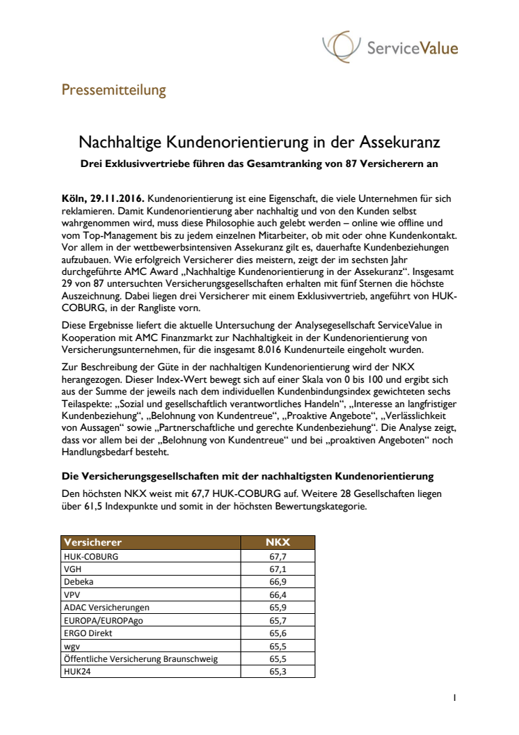 Nachhaltige Kundenorientierung in der Assekuranz 