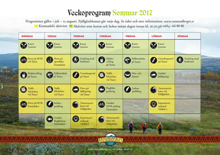 Sommarprogram schema Ramundberget