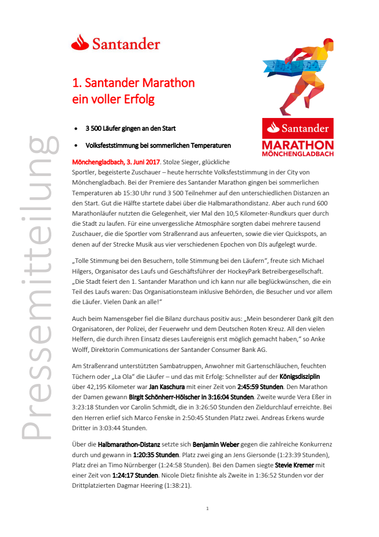 1. Santander Marathon ein voller Erfolg