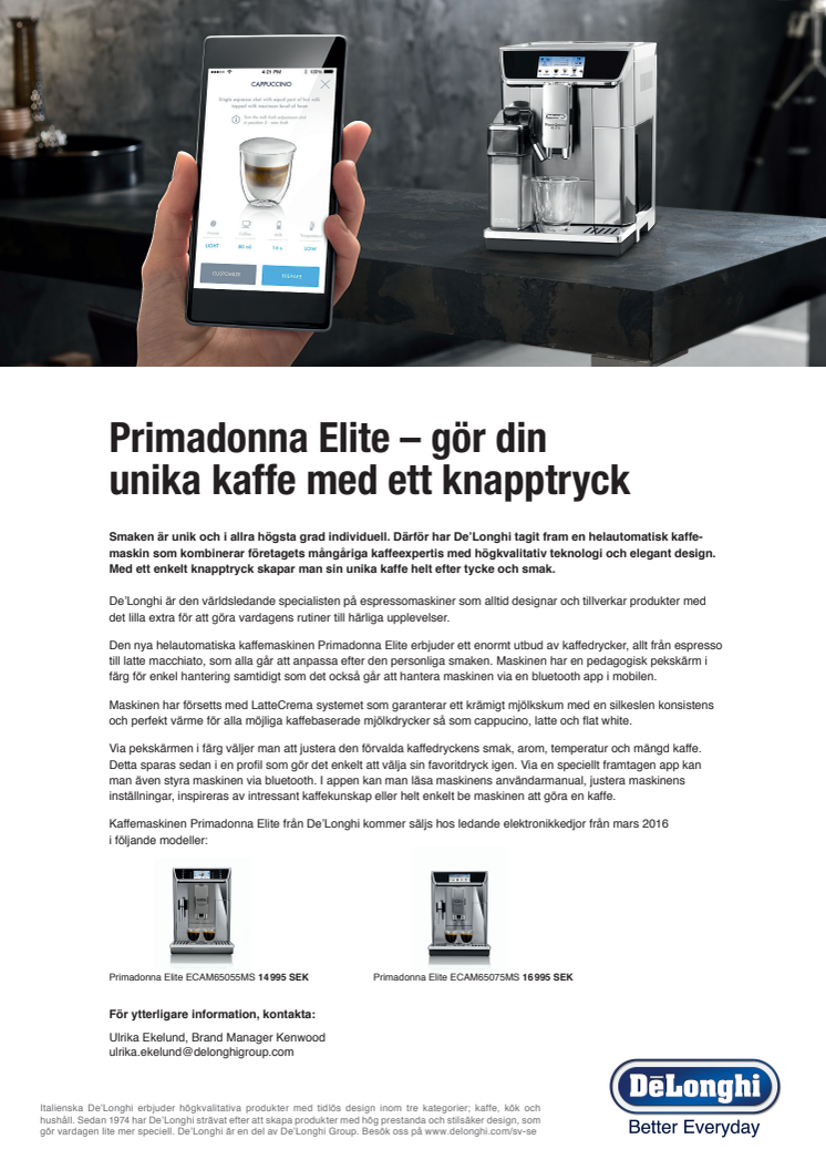 Primadonna Elite – gör din unika kaffe med ett knapptryck