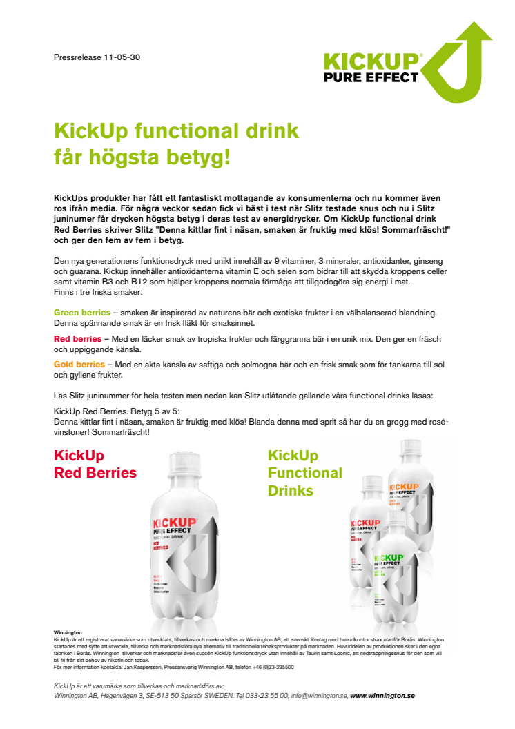 KickUp functional drink får högsta betyg!