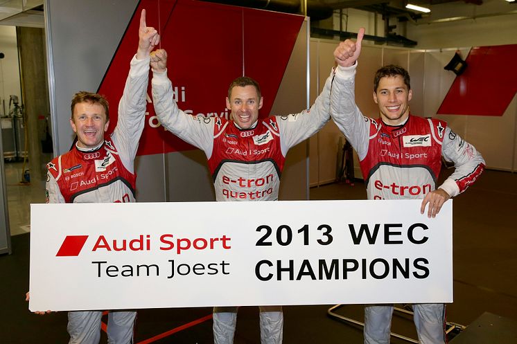Allan McNish (GB), Tom Kristensen (DK), Loïc Duval (F), 2013 FIA WEC Champions