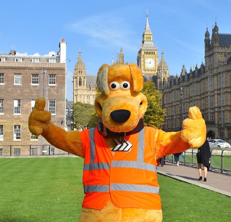 Horace giving a thumbs up in Westminster