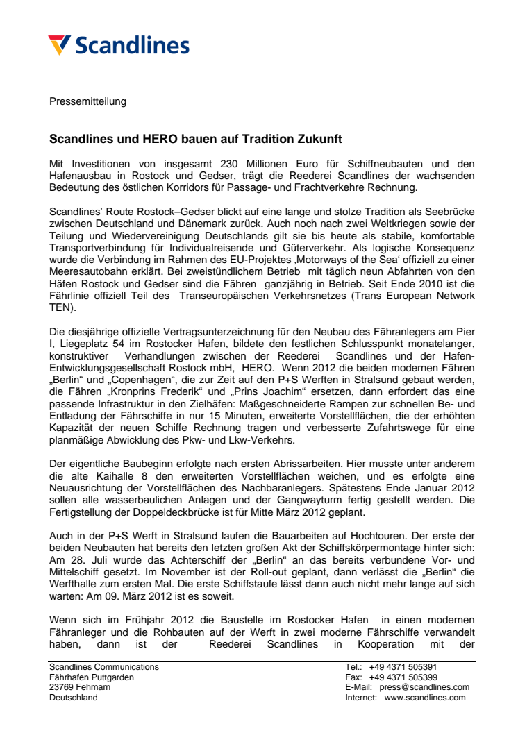 Scandlines und HERO bauen auf Tradition Zukunft 
