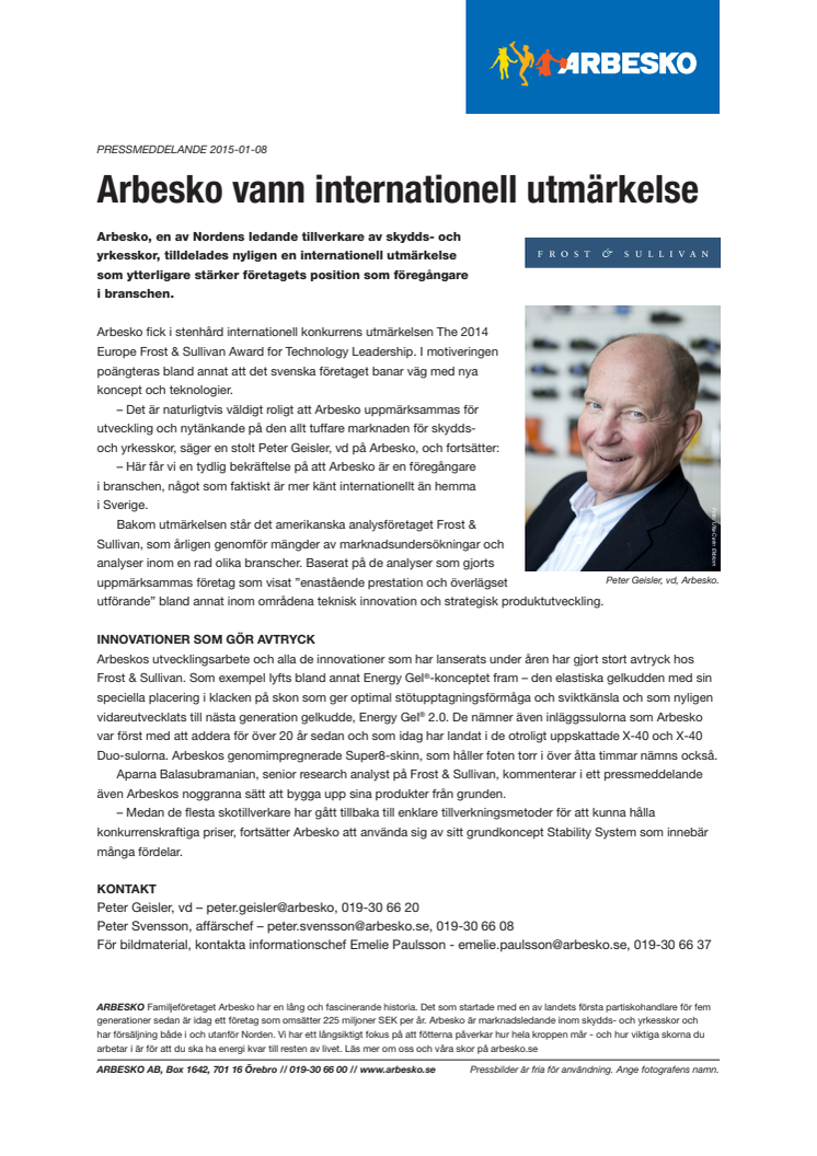 Arbesko vann internationell utmärkelse