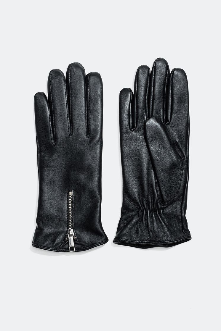 Leather gloves with zipper detail
