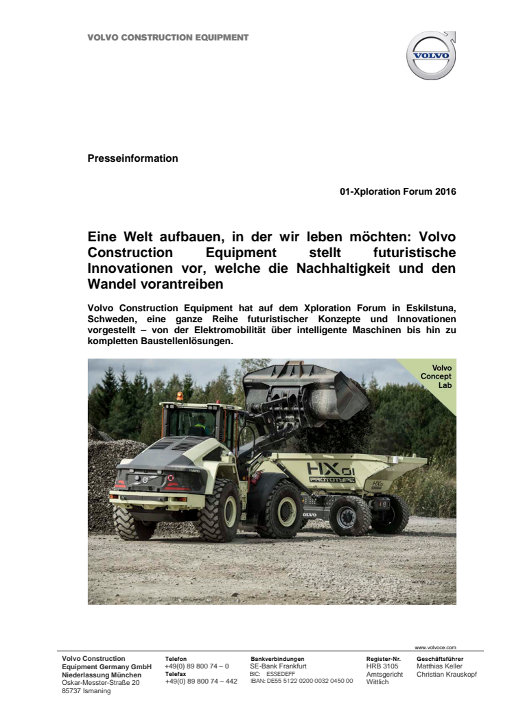 Eine Welt aufbauen, in der wir leben möchten: Volvo Construction Equipment stellt futuristische Innovationen vor, welche die Nachhaltigkeit und den Wandel vorantreiben