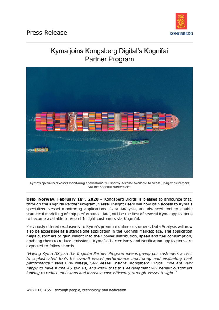 Kyma joins Kongsberg Digital’s Kognifai Partner Program 