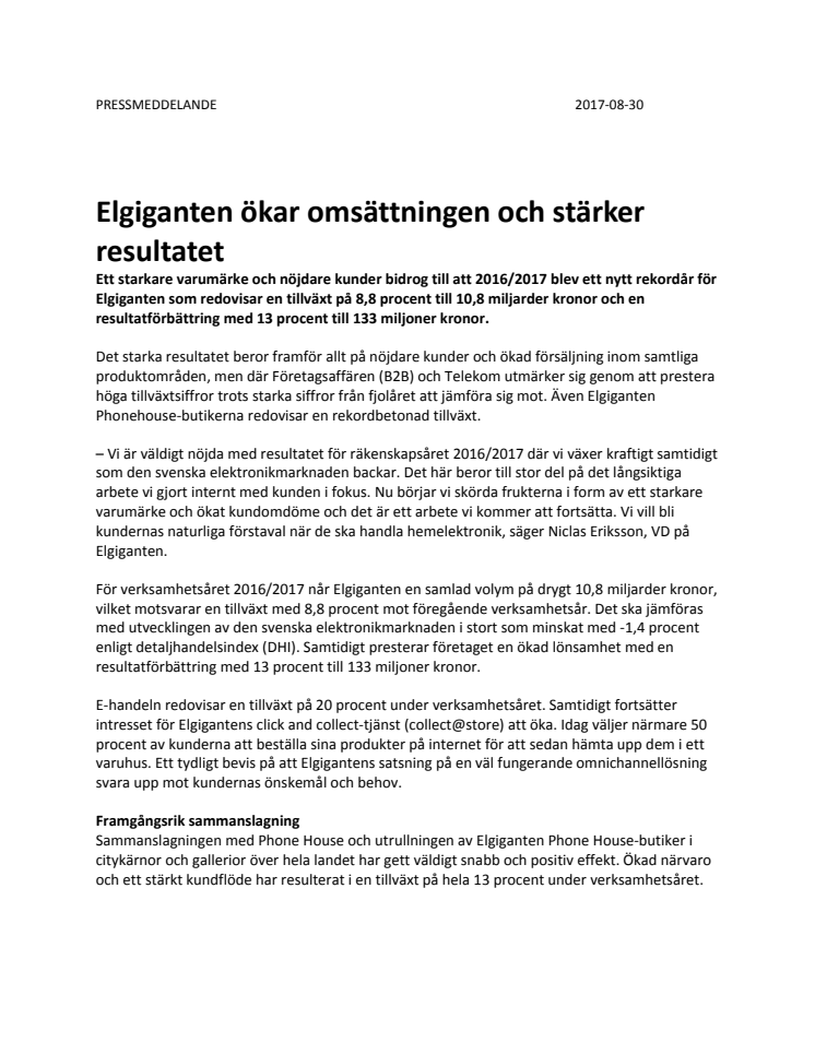 Elgiganten ökar omsättningen och stärker resultatet