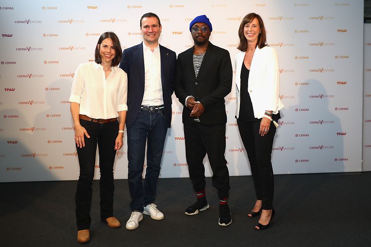 Die Chivas Venture Jury 2018 (Kresse Wesling; Alexandre Ricard; Will.i.am; Sheila Herrling v.l.)