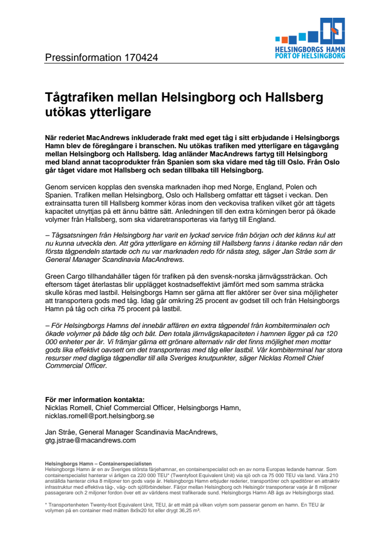​Tågtrafiken mellan Helsingborg och Hallsberg utökas ytterligare