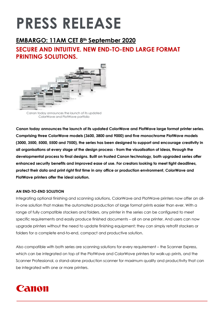 SECURE AND INTUITIVE. NEW END-TO-END LARGE FORMAT PRINTING SOLUTIONS