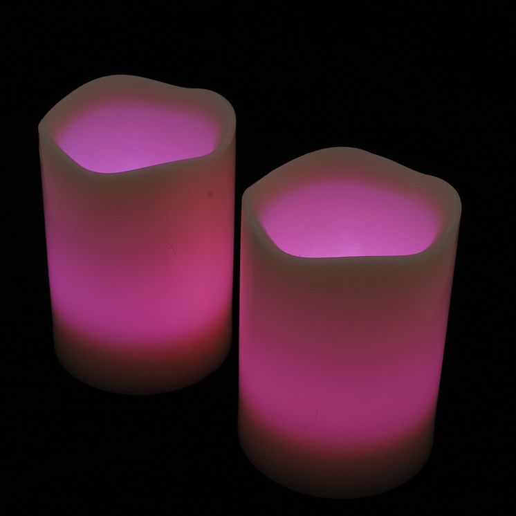 Blockljus med färgval och fjärr 3-pack-frilagd rosa