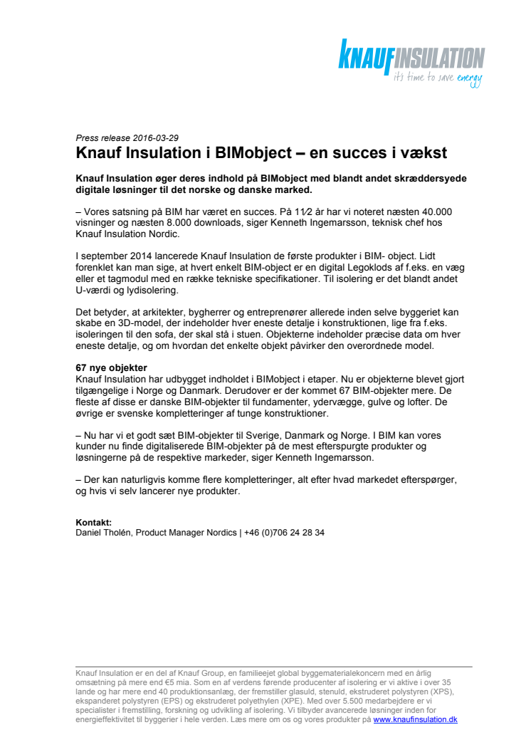Knauf Insulation i BIMobject – en succes i vækst 