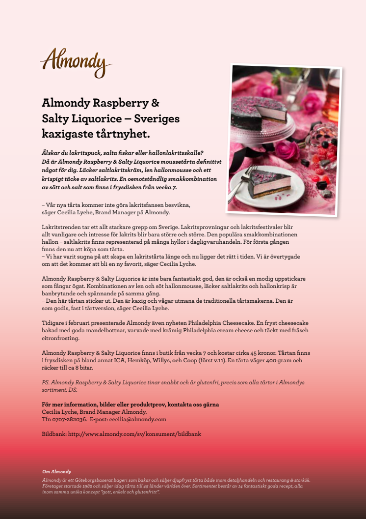 Almondy Raspberry & Salty Liquorice – Sveriges kaxigaste tårtnyhet.