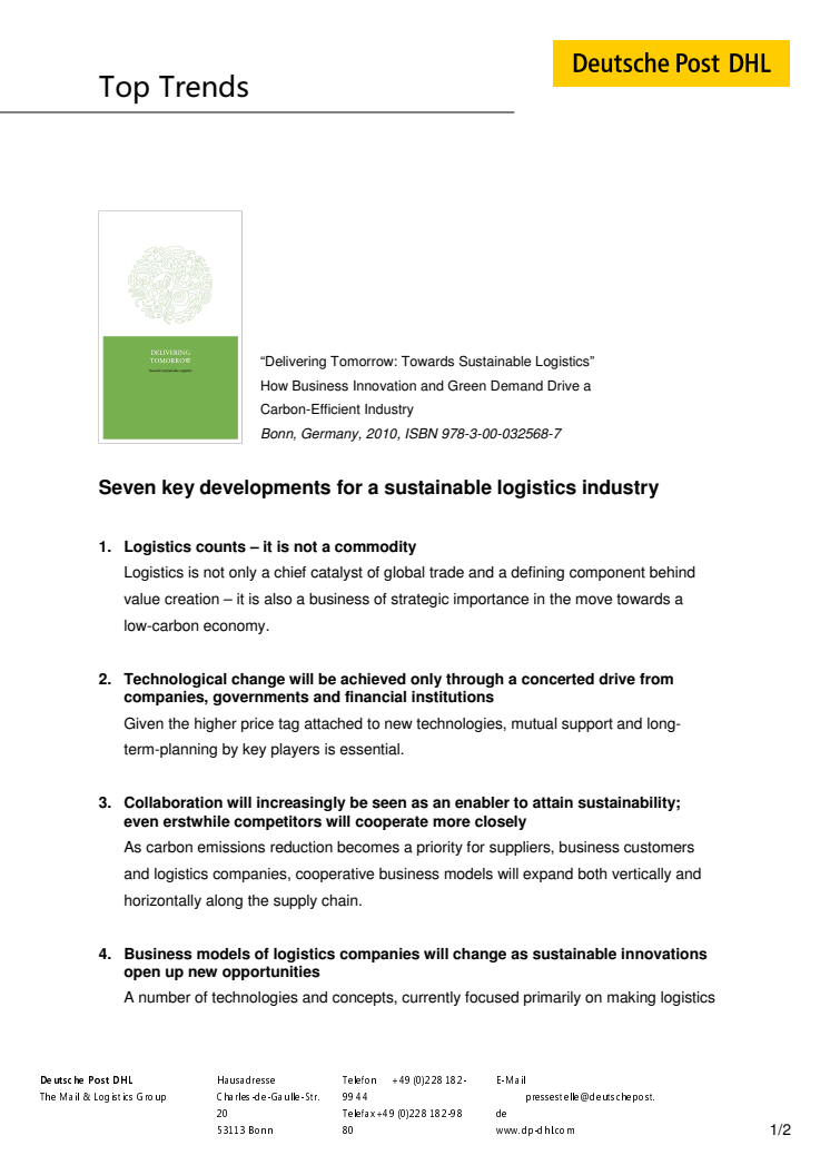 Study Sustainable Logistics_Key Developments