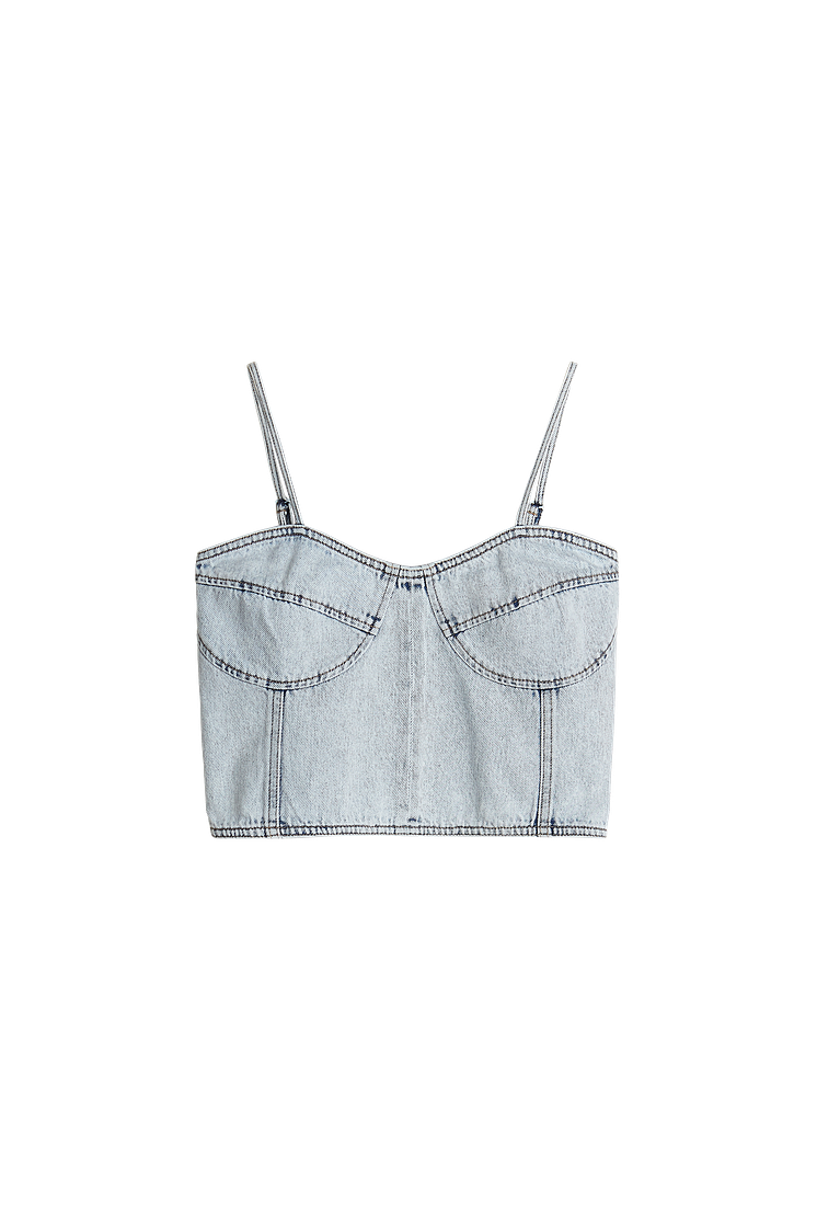 Denim smock bustier, Lt blue