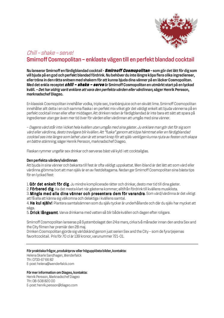 Smirnoff Cosmopolitan – enklaste vägen till en perfekt blandad cocktail