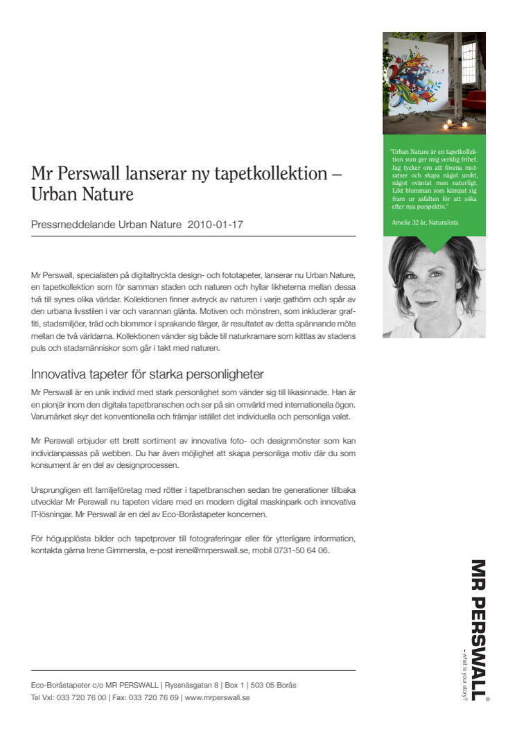 Mr Perswall lanserar ny tapetkollektion – Urban Nature