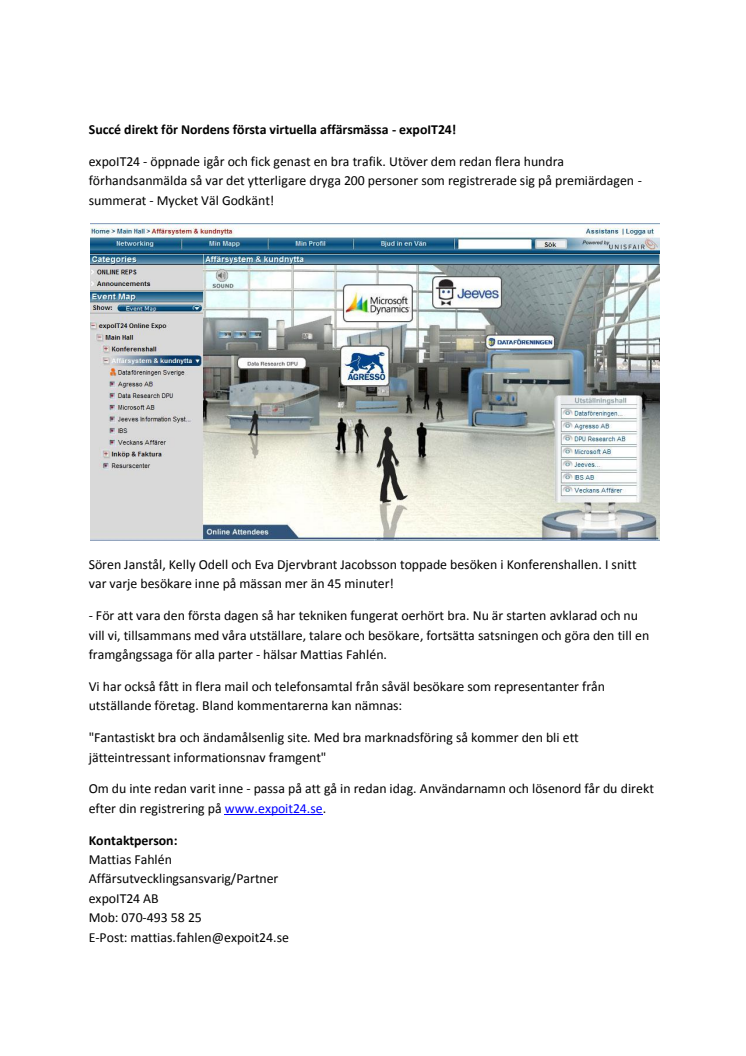 Succé direkt för Nordens första virtuella affärsmässa - expoIT24!