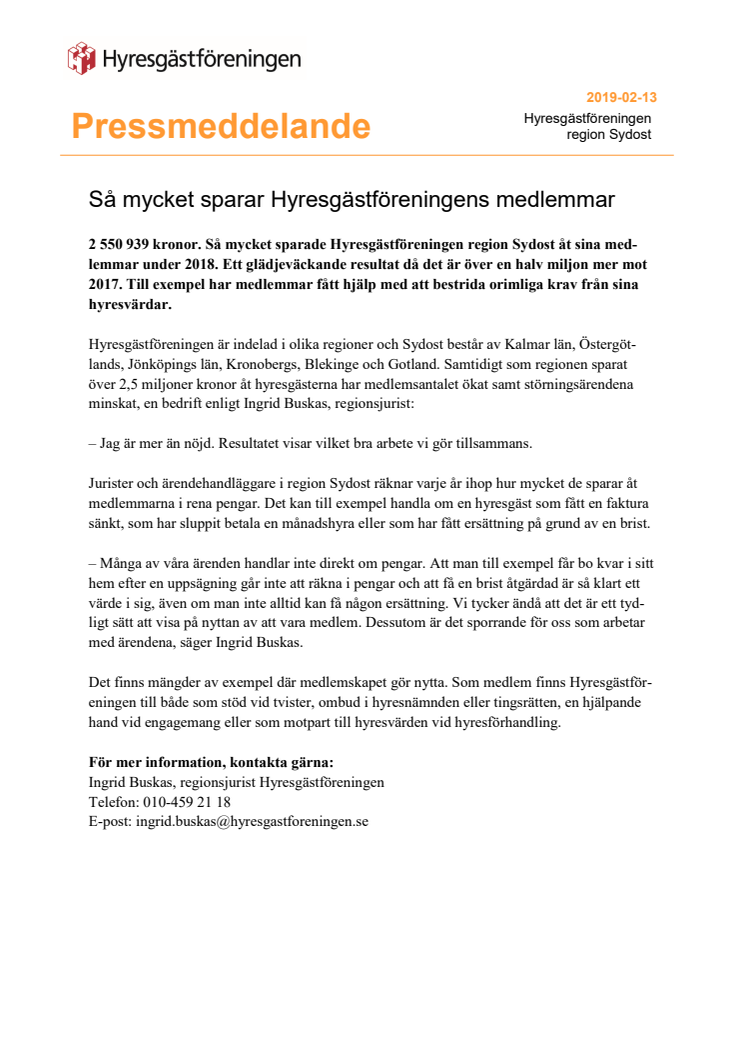 ​Så mycket sparar Hyresgästföreningens medlemmar