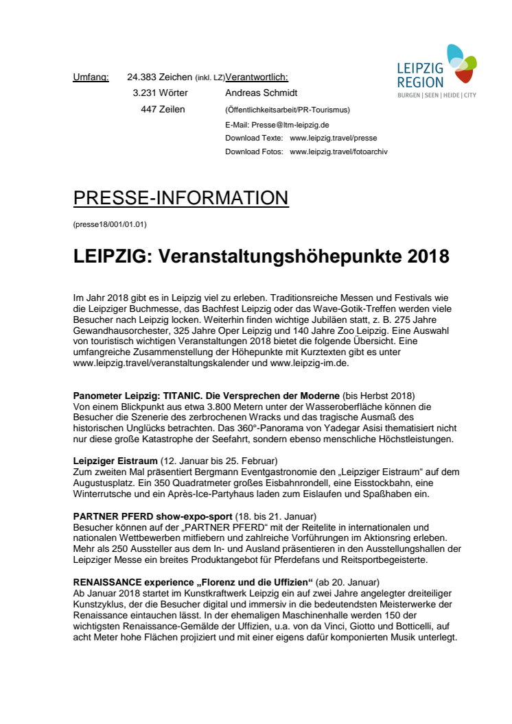 LEIPZIG: Veranstaltungshöhepunkte 2018