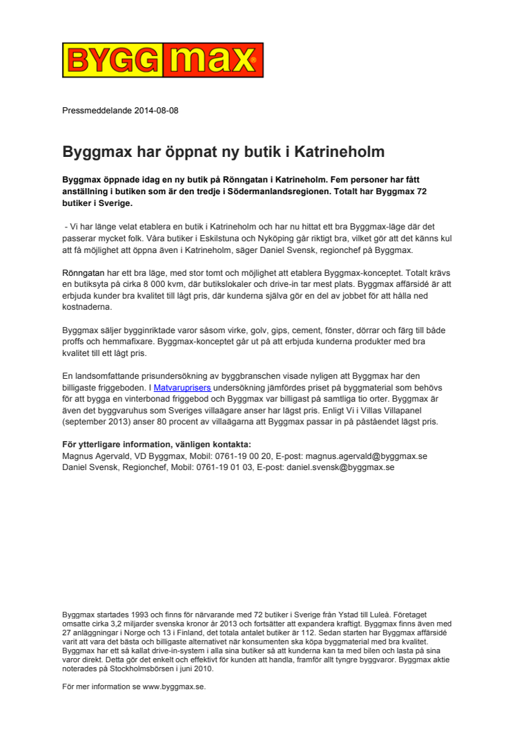 Byggmax har öppnat ny butik i Katrineholm