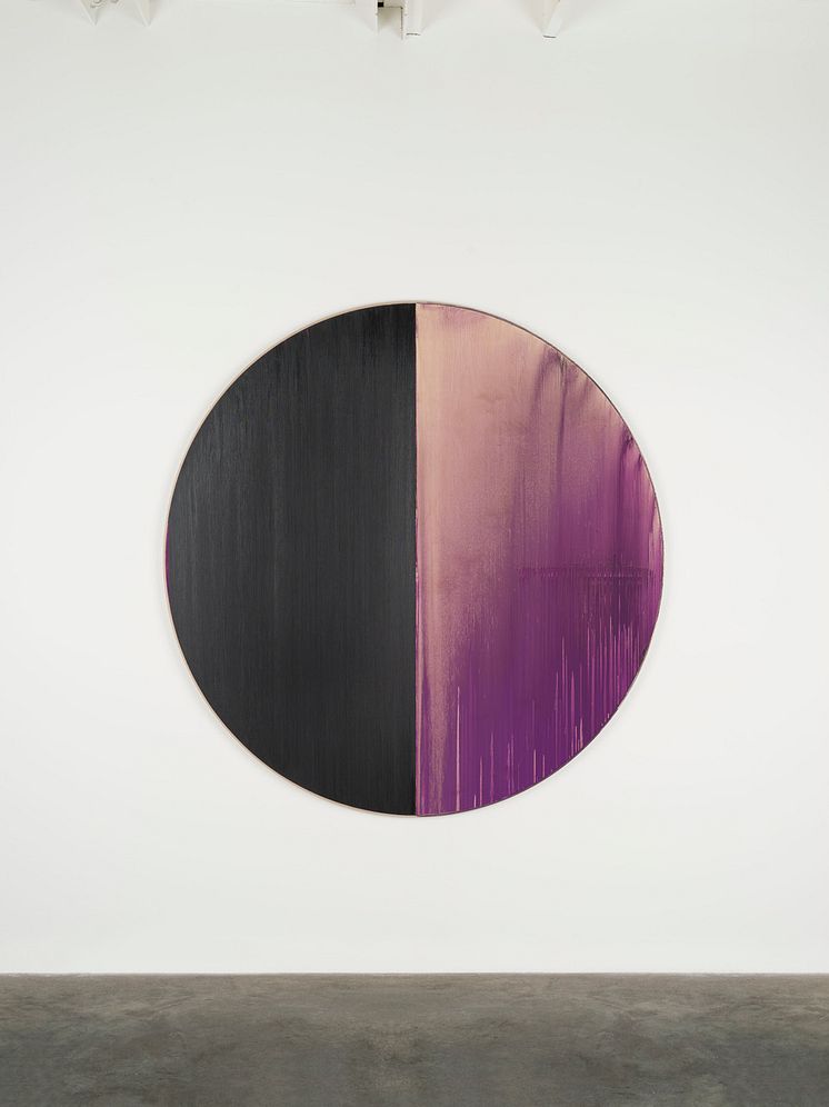 Callum Innes, Untitled Lamp Black / Deep Purple Dioxazine, 2023. Oil on Birch Ply.