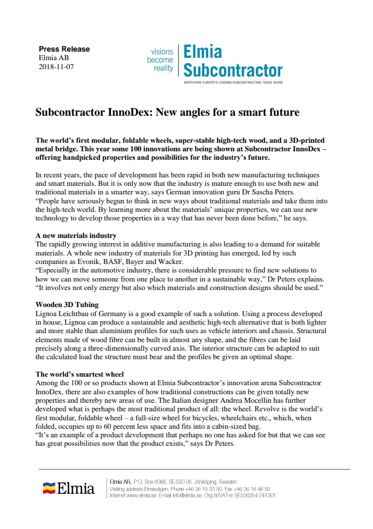 Subcontractor InnoDex: New angles for a smart future 