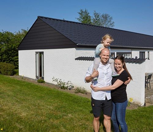 Cembrit Plank i kombination med putsad tegelfasad