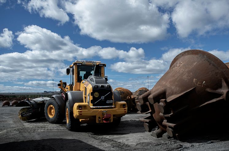 Volvo L90H hjullastare hos SSAB i Luleå