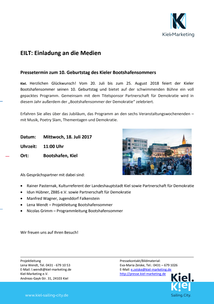 EILT: Presseeinladung zum Kieler Bootshafensommer