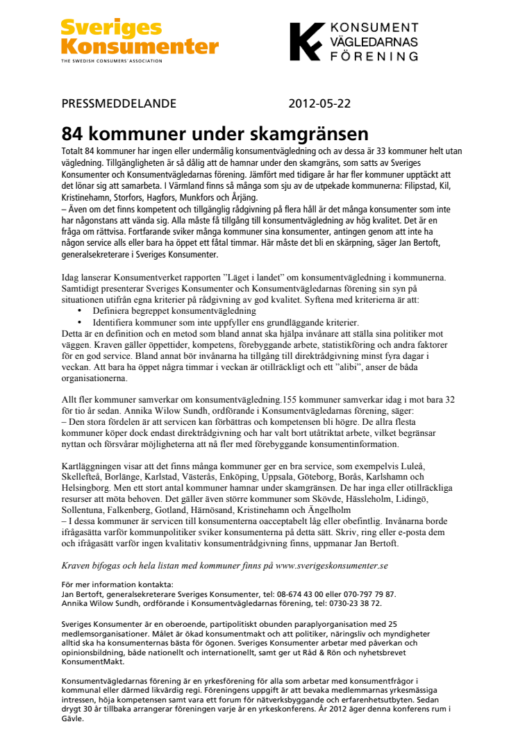84 kommuner under skamgränsen