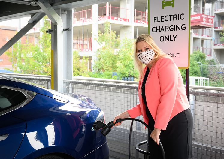 Mims Davies MP joins Govia Thameslink Railway to open a new EV charging hub in Haywards Heath