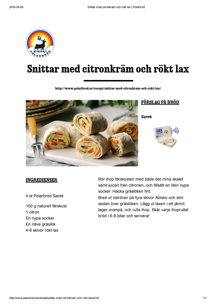 Snittar med citroncreme och rökt lax