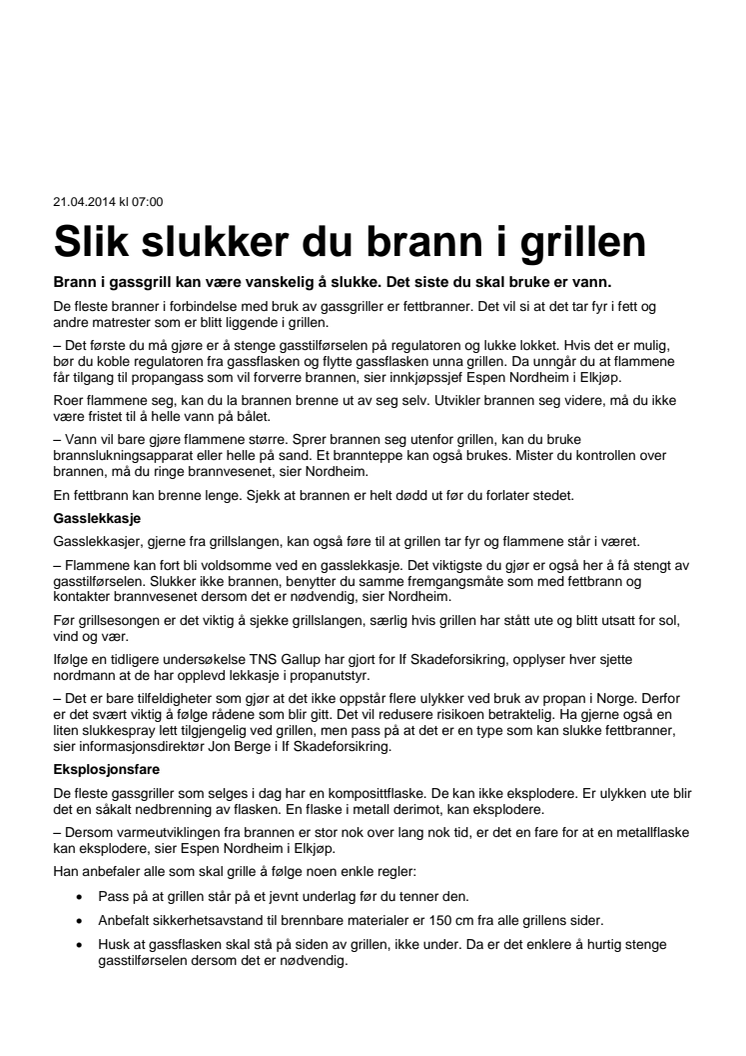 Slik slukker du brann i grillen