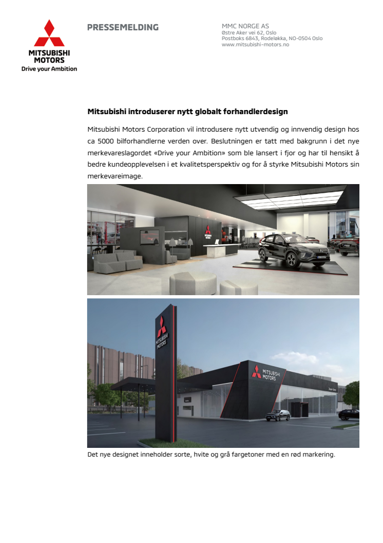 Mitsubishi introduserer nytt globalt forhandlerdesign