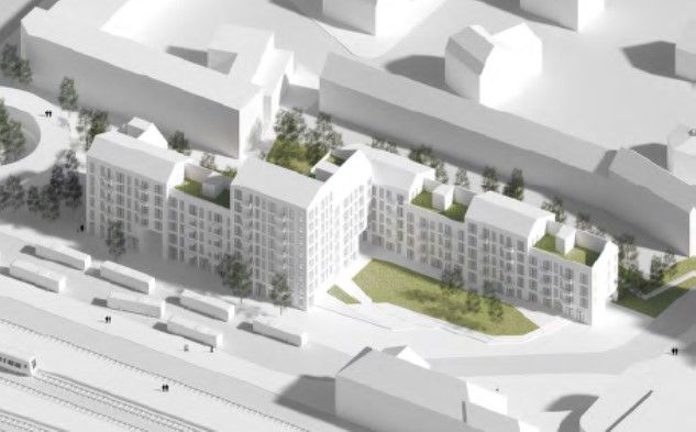 Illustration: Ny bolig- og erhvervsbebyggelse Banegårdspladsen