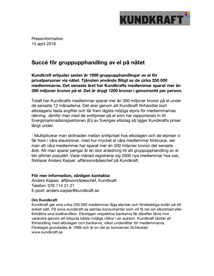 Succé för gruppupphandling av el på nätet