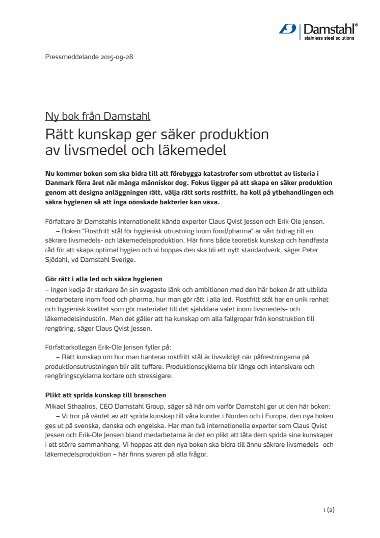 Ny bok från Damstahl -> Allt du måste veta om hygienisk design för food och pharma