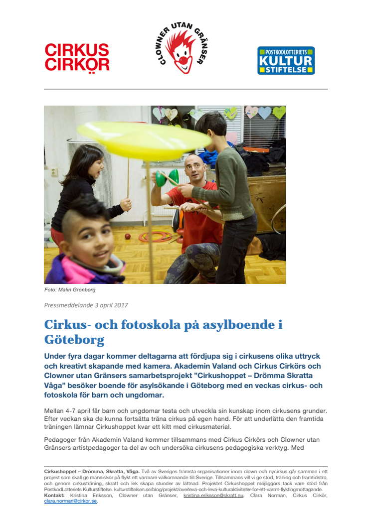 Cirkus- och fotoskola på asylboende i Göteborg