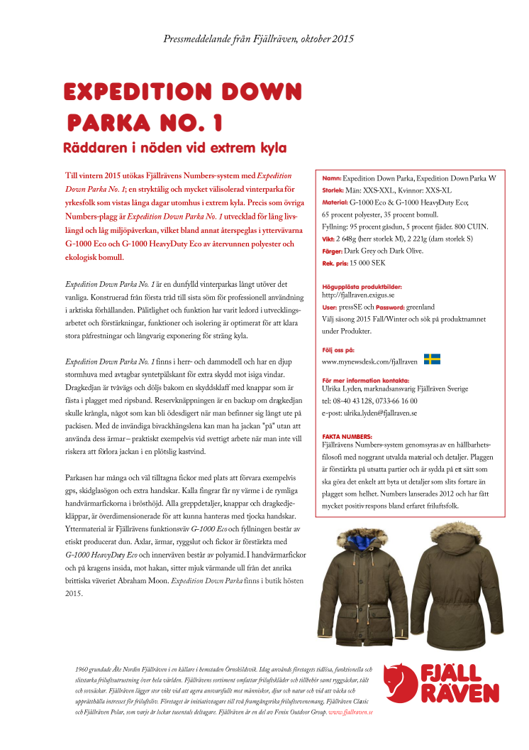 Expedition Down Parka No. 1