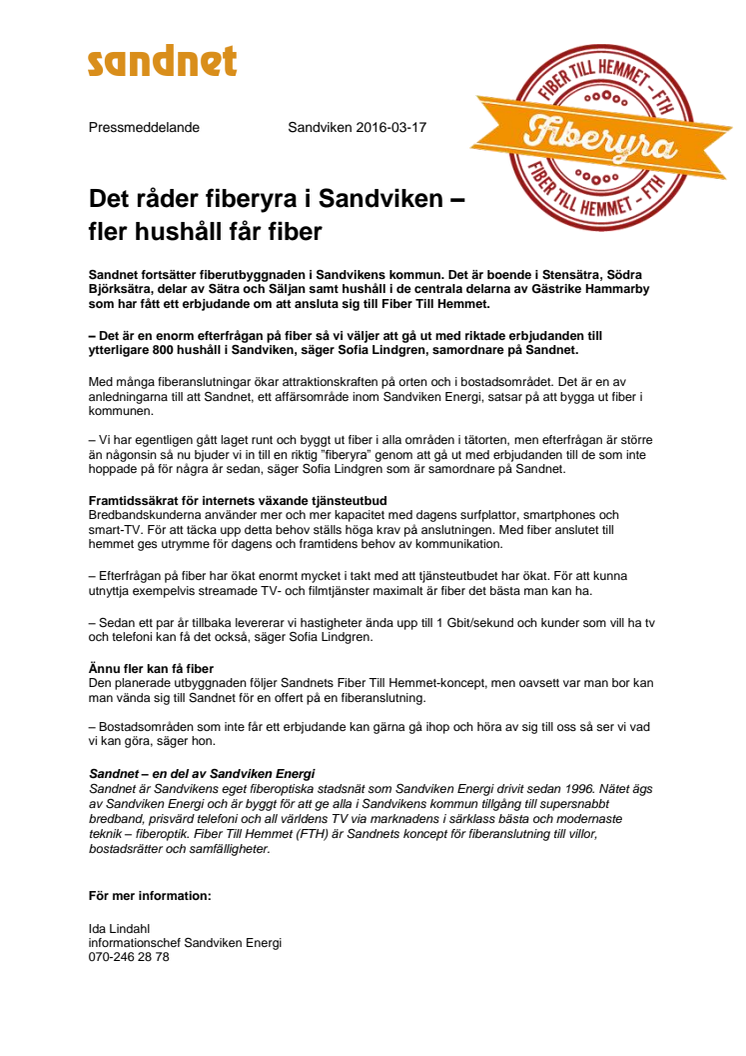 Det råder fiberyra i Sandviken – fler hushåll får fiber