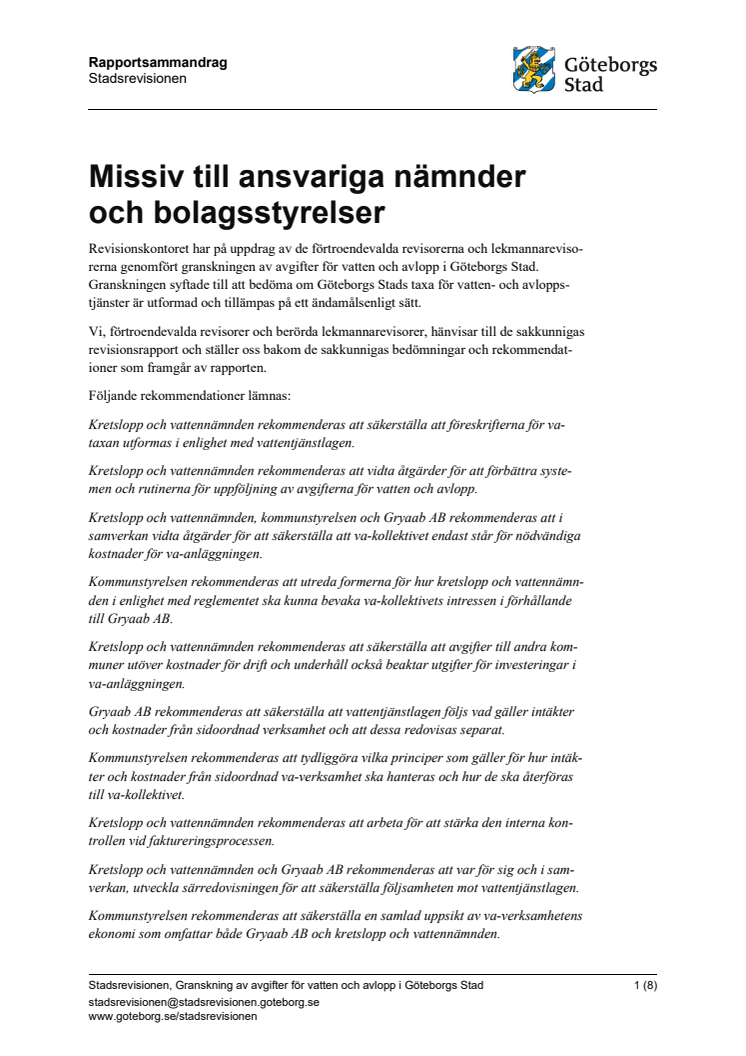 Rapportsammandrag – Granskning av avgifter för vatten och avlopp i Göteborgs Stad.pdf