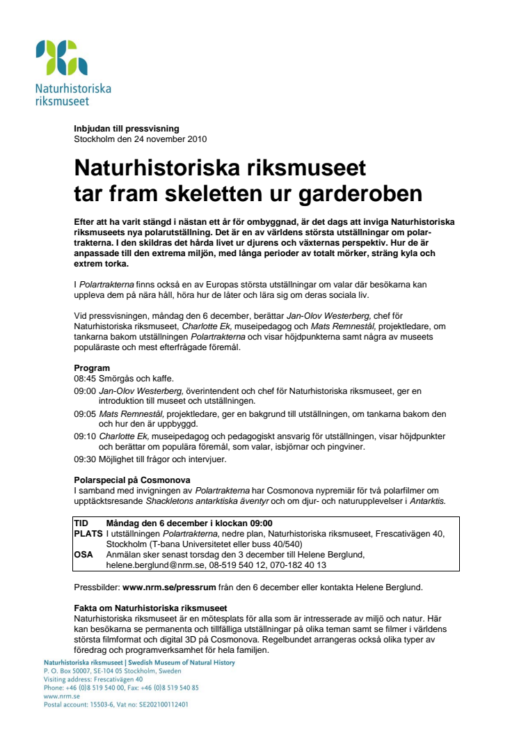 Naturhistoriska riksmuseet tar fram skeletten ur garderoben