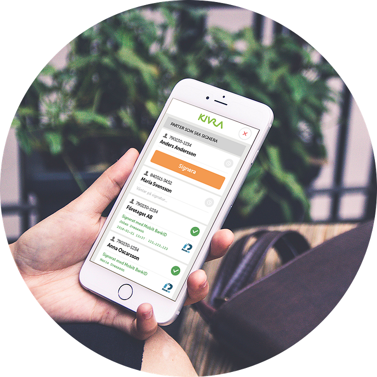 Kivra lanserar en gratis signeringstjänst där avtal mm. signeras med Mobilt BankID