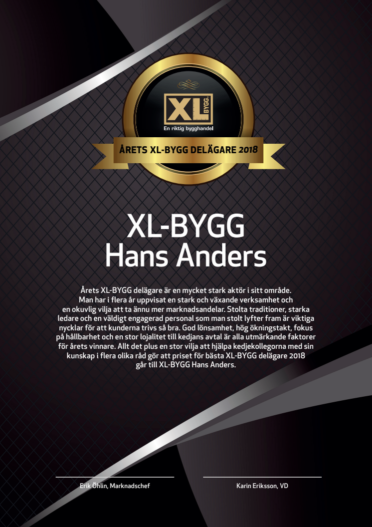 Årets XL-BYGG delägare 2018!